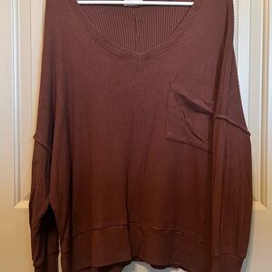 Women's Brown V-Neck Sweater